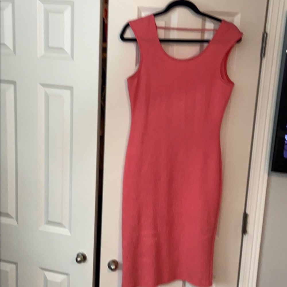 peach open back mid legthn dress